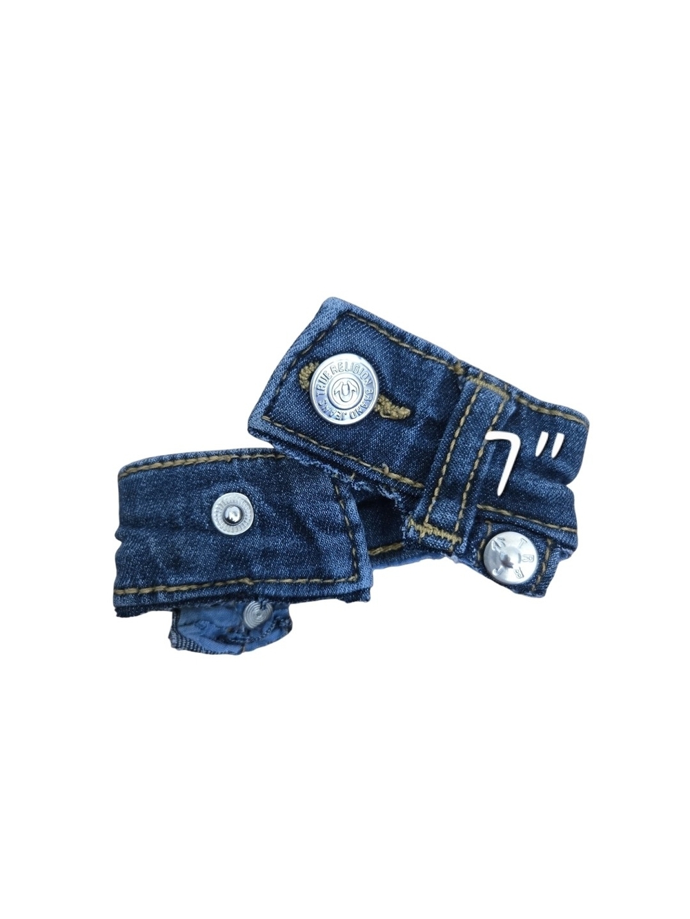 4/$15 Denim Button Cuff Bracelet - Blue Boho Women's Jewelry - Picture 5 of 5